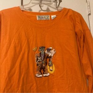 Vintage Embroidered Halloween Frankenstein Shirt